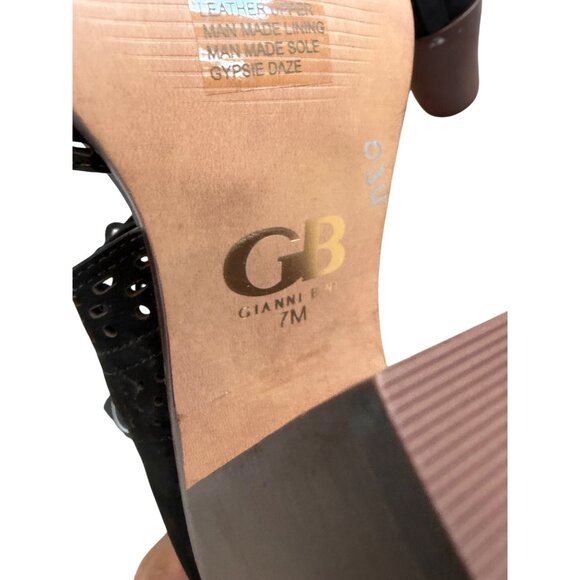 GIANNI BINI Black Laceup Peeptoe Heels Size 7 - Picture 3 of 9